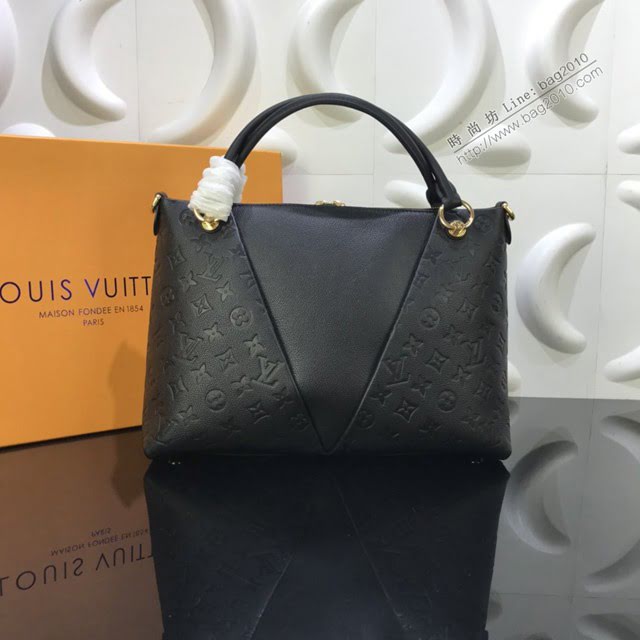 LV包包 LV新款女包 M44397 VTote中號手袋 壓紋牛皮間嵌入V形光面牛皮 LV手提肩背女包  ydh3705